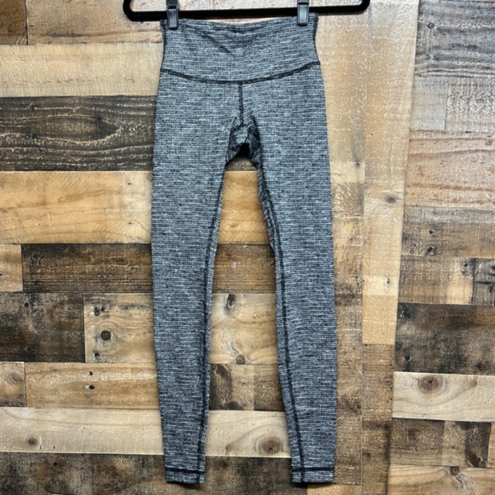 Lululemon Wunder Under 7/8 Pants Leggings Herringbone Heather Gray Black Size 4